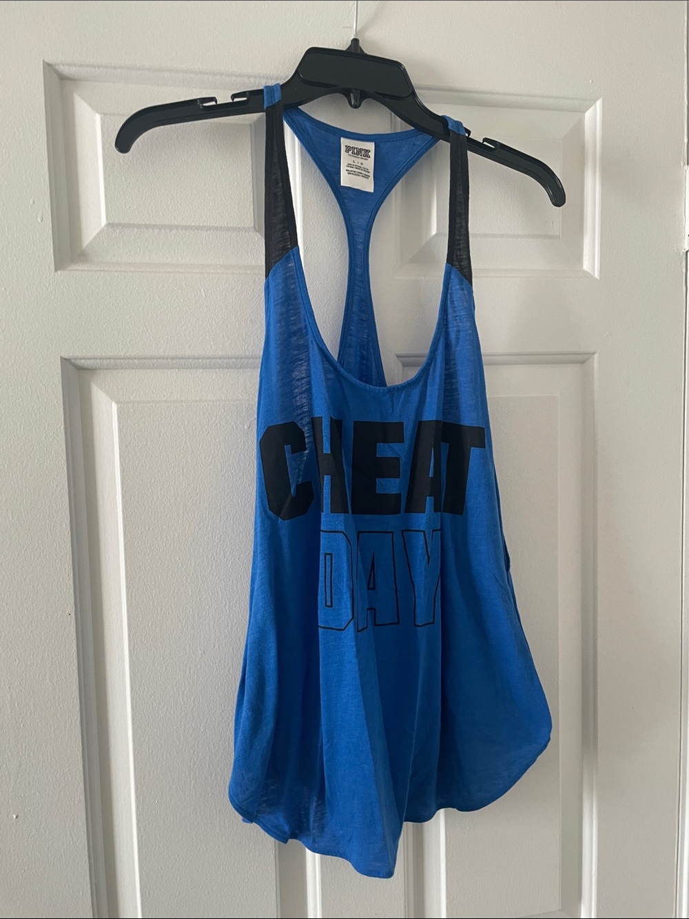 PINK Victoria's Secret Blue "CHEAT DAY" Racerback Tank